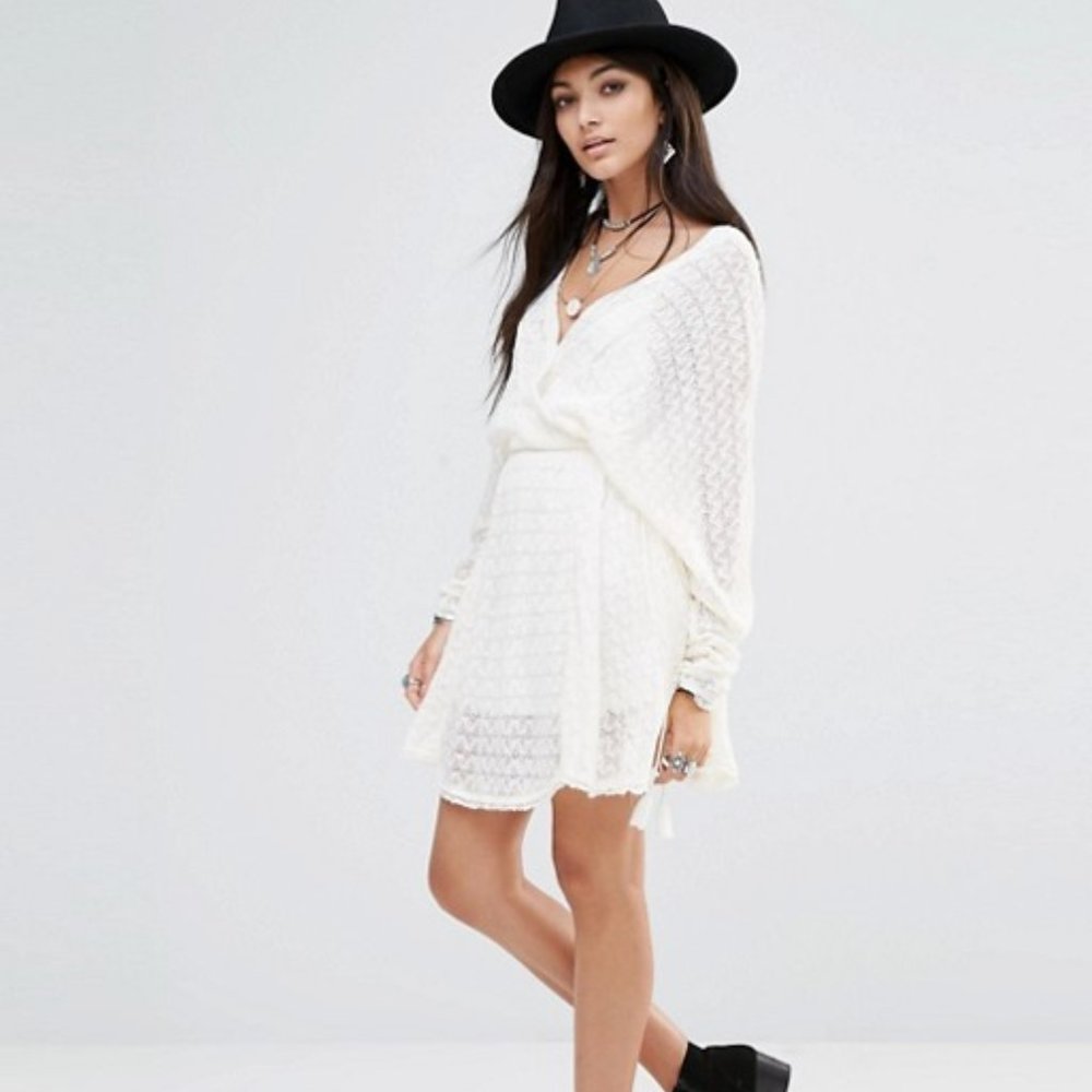 Free People Snug  Wrap Dress Ivory